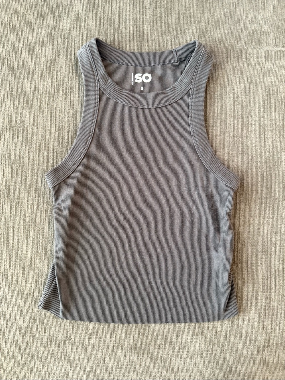 SO Charcoal Ribbed Crewneck Cropped Tank